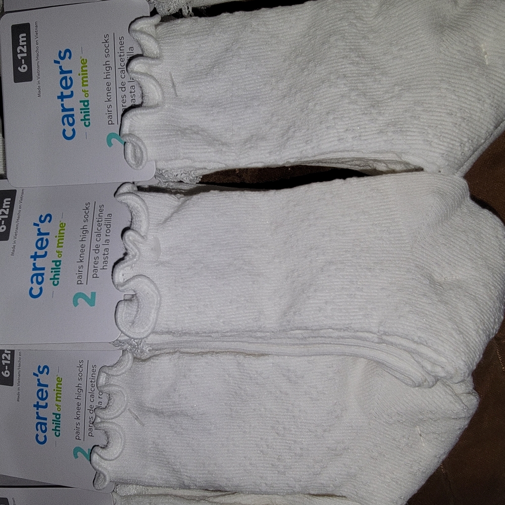 Carter's White Knee High Baby Socks - 2 Pack